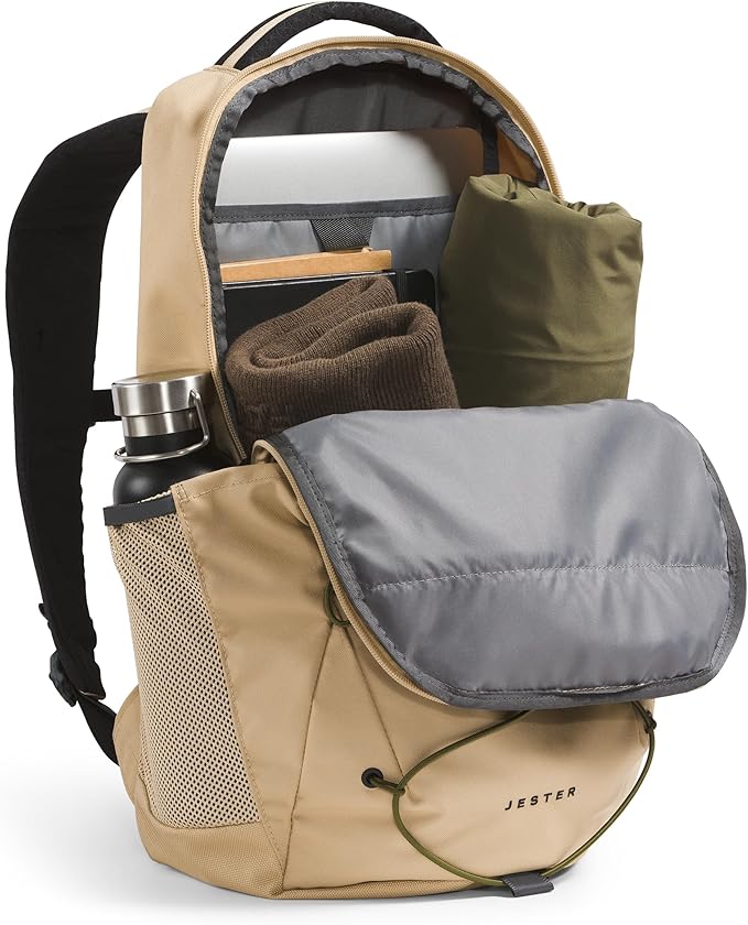 THE NORTH FACE Jester Everyday Laptop Backpack | Commuter Daypack with Water Repellent Finish, 16" Laptop Sleeve, Huge Main Compartment, Khaki Stone/Forest Olive, One Size