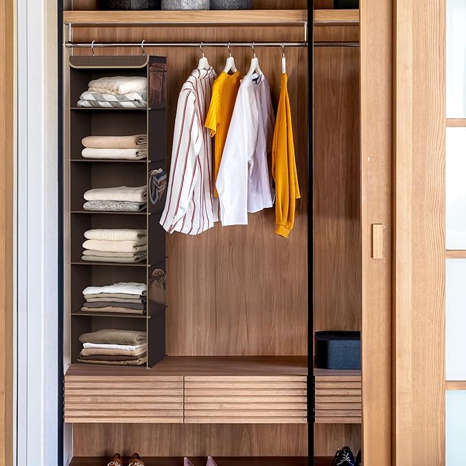 Simple Houseware 6 Shelf Hanging Closet Organizer, Brown