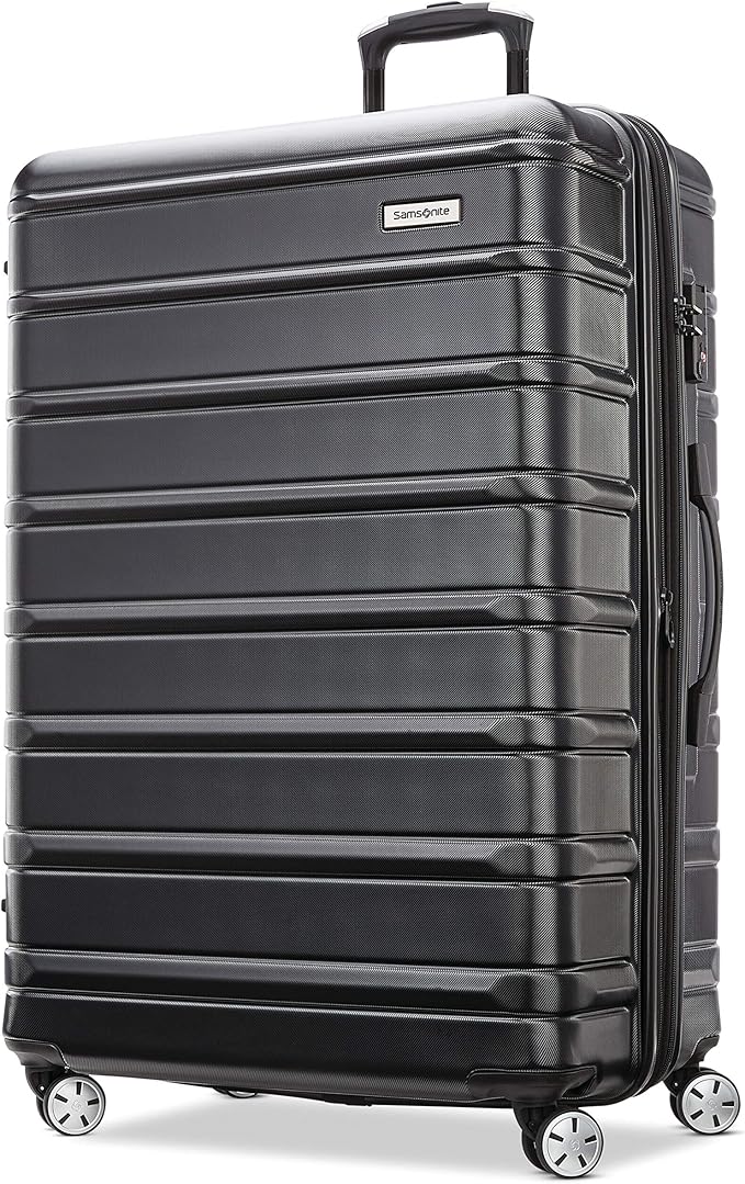 Samsonite Omni 2 28-Inch Large Checked Hardside Luggage with 360° Spinner Wheels - Scratch Resistant Hardshell - TSA Lock - Expandable Polycarbonate Shell for Lightweight Travel - Midnight Black