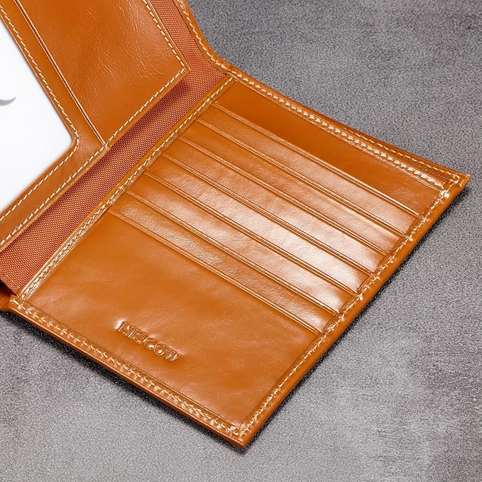 HISCOW Italian Leather Passport Holder for Travel - RFID Blocking Wallet Cover with Secure Organizer for Men & Women, US & Foreign Trips, Antiqued Brown