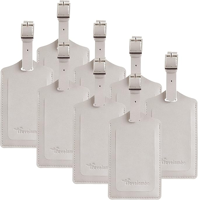8 Pack Leather Luggage Travel Bag Tags by Travelambo