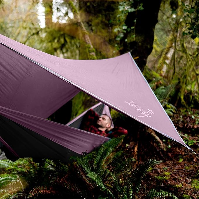 Wise Owl Outfitters Hammock Rain Fly – Waterproof Camping Tarp Cover with Tent Stakes & Carry Bag, Ultralight Shelter for Backpacking & Outdoor Shade