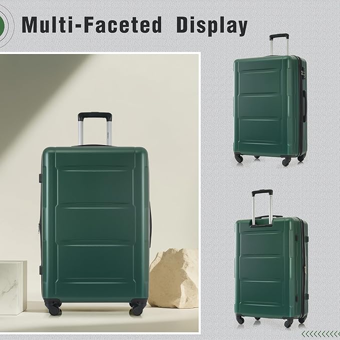 Merax Luggage Set 2 Piece Suitcase Sets with Spinner Wheel,Lightweight Hardside Expandable Travel Laggage with TSA Lock,Suitcase with Travel Bag(20"/24",Green)