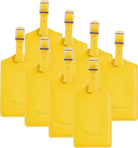 8 Pack Leather Luggage Travel Bag Tags by Travelambo
