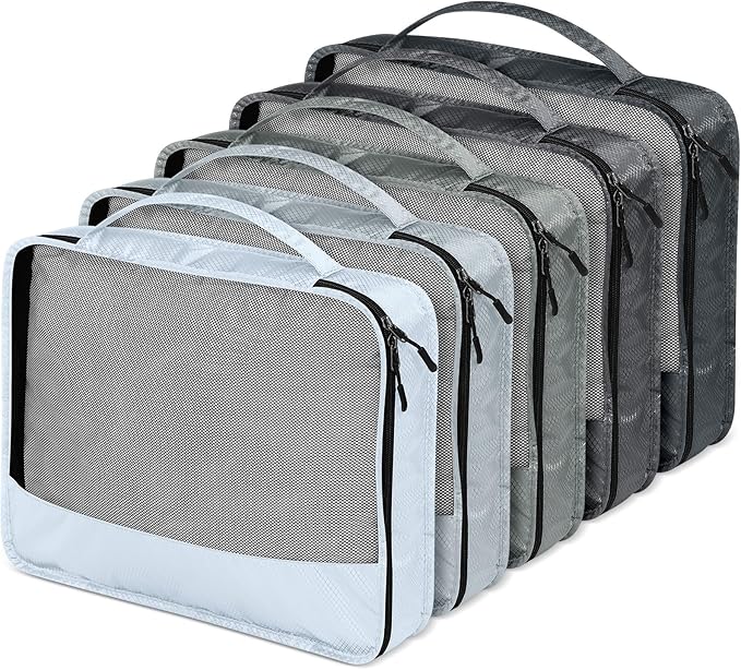 5 Pcs Packing Cubes for Suitcase Large Travel Cubes Carry on Luggage Organizer Bags for Clothes Accessories(L,Gray)