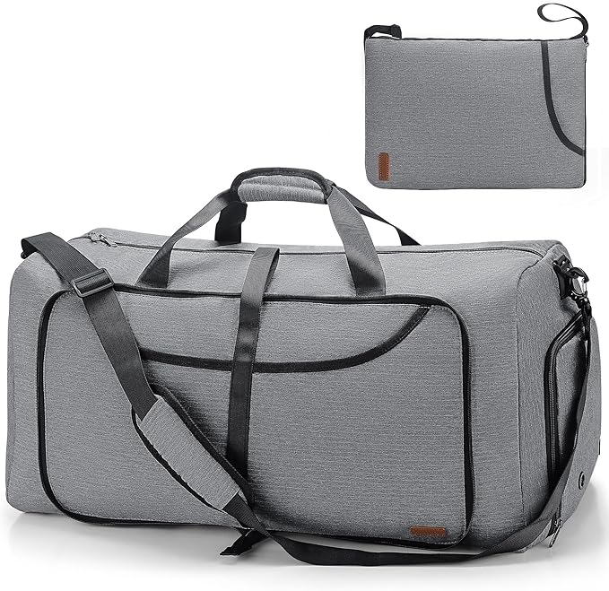120L Duffle Bag for Travel, Large Foldable Waterproof Travel Duffel Bags Weekender Overnight Bag for Men and Women with Shoe Compartment (Gray)