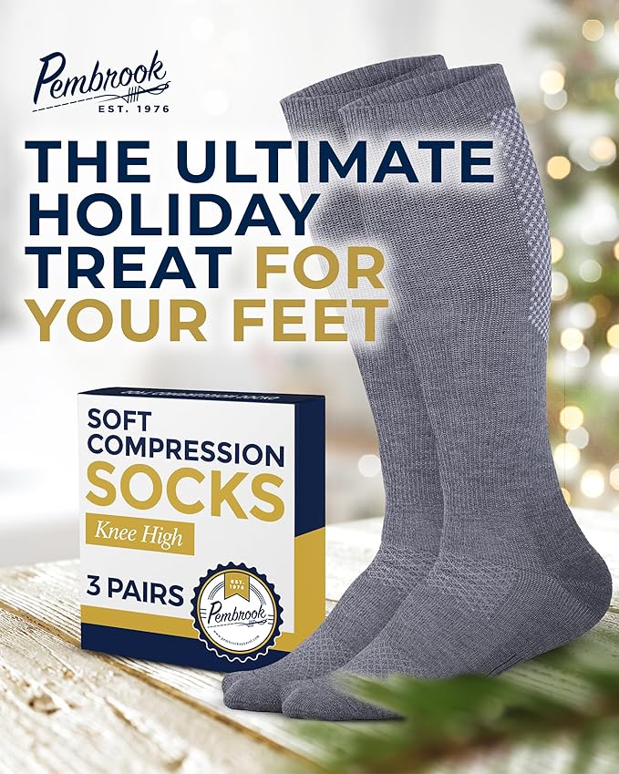 Pembrook Light Compression Socks for Men - 3 Pairs | 8-15 mmhg Compression Dress Socks for Men | Support Socks for Men