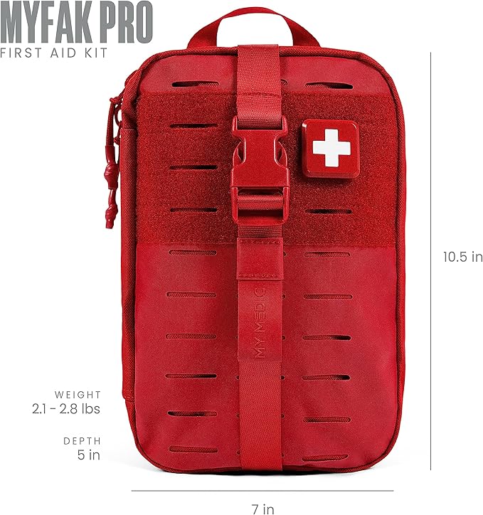 MY MEDIC MyFAK PRO Ifak First Aid Kit - 140 Life Saving Trauma and Medical Items - HSA FSA Home Medical Kit for Camping or Car - Red