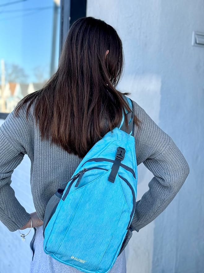 G4Free Sling Bag RFID Blocking Sling Backpack Crossbody Chest Bag Daypack for Hiking Travel(Sky Blue)