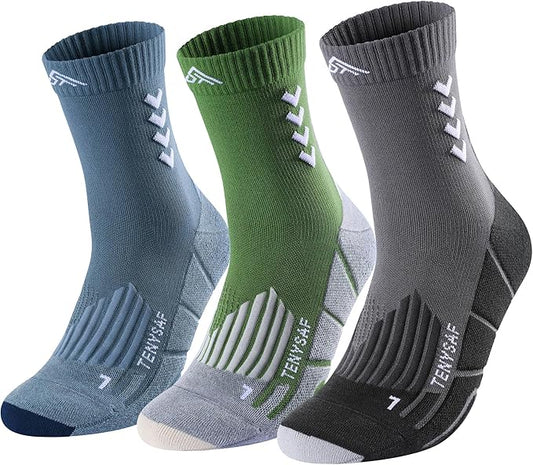 Compression Crew Running Socks: Athletic Socks for Men Women with Cushion,3 Pairs Work Hiking Basketball Sport Socks