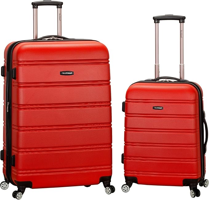 Rockland Melbourne Hardside Expandable Luggage with Spinner Wheels, RED, 2 Piece (20/28)