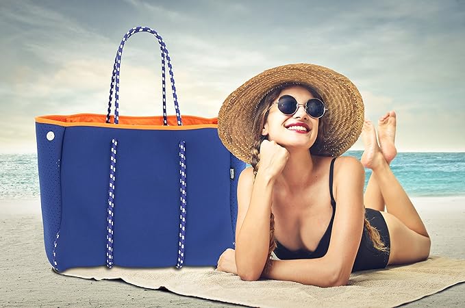 QOGiR Neoprene Multipurpose Beach Bag Tote with Inner Zipper Pocket … … … …