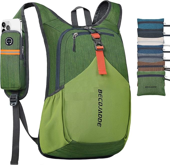 15L Small Hiking Backpack for Men Women Foldable Packable Back Pack Ultralight Hiking Daypack for Travel Camping Outdoor, Olive Green