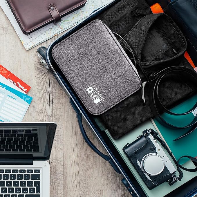 Electronics Organizer Travel Universal Cable Organizer Bag Waterproof Electronics Accessories Storage Cases for Cable, Charger, Phone, USB, SD Card, Hard Drives, Power Bank, Cords