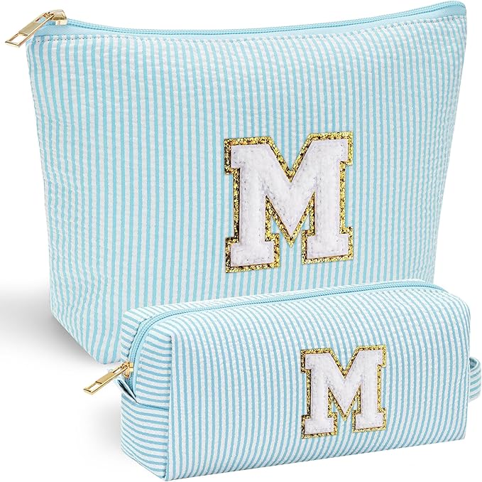 YOOLIFE Initial Makeup Bag for Girls Women - Skin Care for Teens 10-12 | Make Up Bag | Trendy Stuff for Tween Girls & Women | Graduation & Mothers Day Gifts