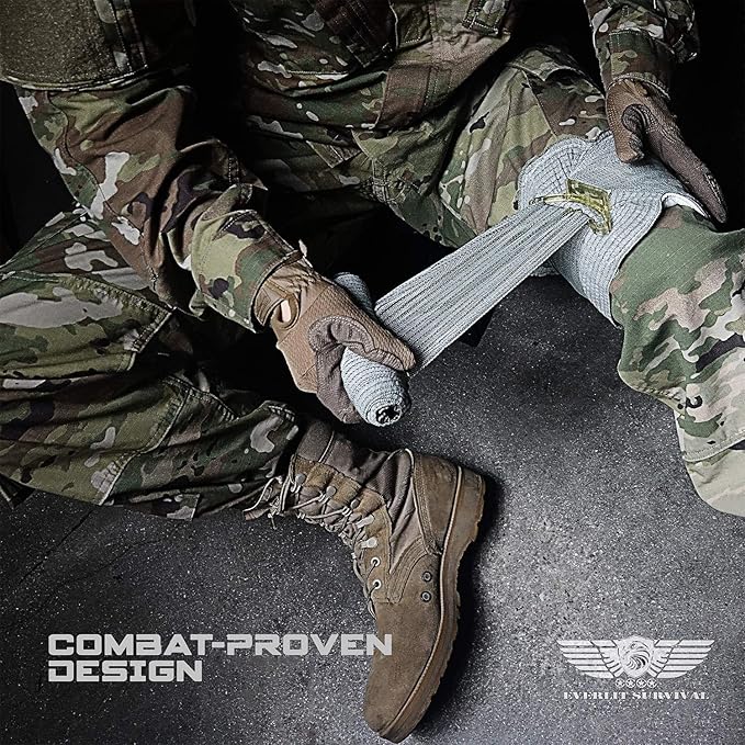 EVERLIT Emergency Trauma Kit, CAT GEN-7 Tourniquet 36" Splint, Military Combat Tactical IFAK for First Aid Response, Critical Wounds, Severe Bleeding Control (Tan)