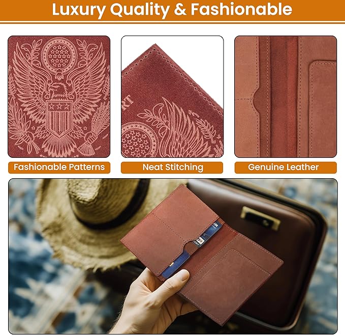 LEATHER VILLAGE Leather Passport Holder Cover – Travel Wallet with Card Slots, Vintage Passport Case for Men & Women – Cute Organizer for Travel Accessories & Documents - Fuchsia