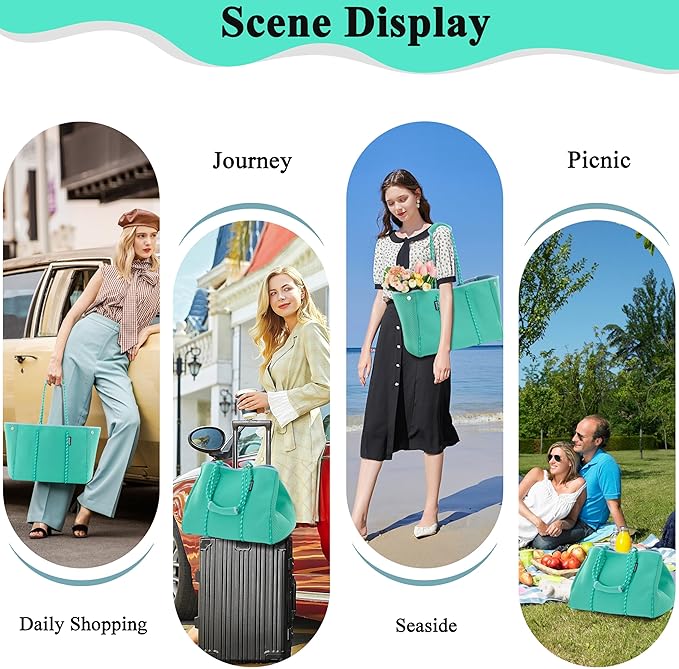 QOGiR Neoprene Multipurpose Beach Bag Tote with Inner Zipper Pocket … … … …