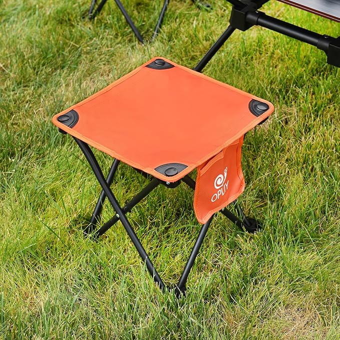 Opliy Camping Stool, Folding Small Chair Portable Camp Stool for Camping Fishing Hiking Gardening and Beach, Camping Seat with Carry Bag (Orange)