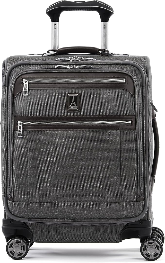 Travelpro Platinum Elite Softside Expandable Carry on Luggage, 8 Wheel Spinner Suitcase, USB Port, Men and Women, International, Vintage Grey, Carry On 19-Inch