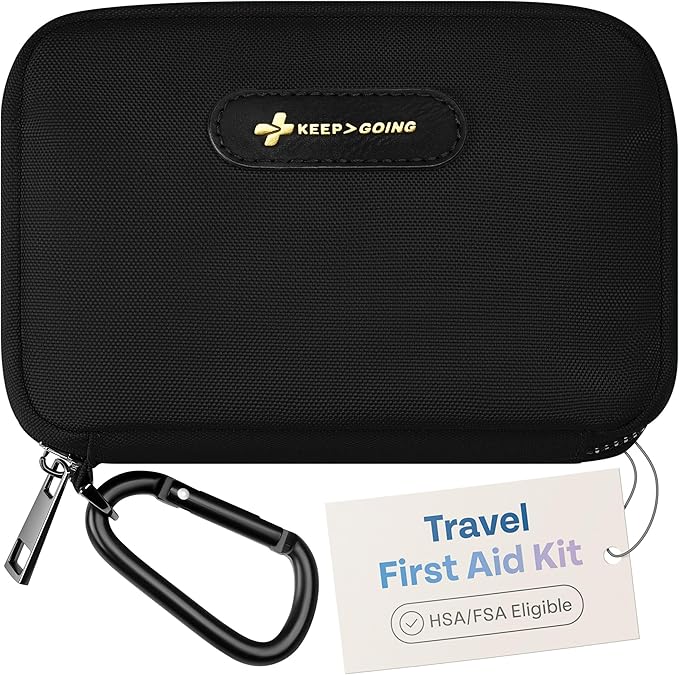 KeepGoing Travel First Aid Kit for Car, Home, Hiking, Camping and Outdoor Emergencies - First Aid Kit Travel Size TSA-Approved