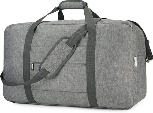 Extra Large Travel Duffel Bag Foldable Weekender Packable Lightweight Luggage Bag Overnight for Women and Men 85L (Grey)