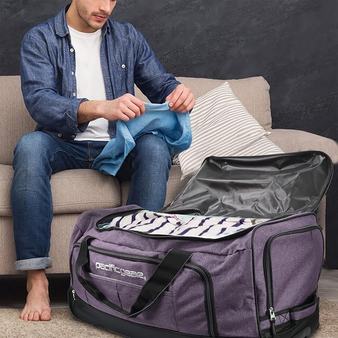 Pacific Gear Rolling Duffel Wheels, 30-inch Luggage, Hockey Bag, Heavy Duty