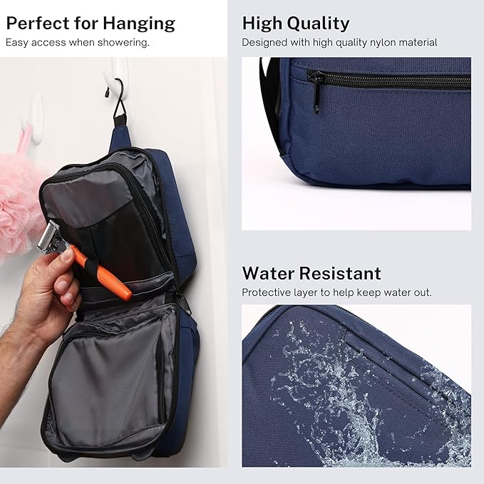 Toiletry Bag for Men & Women with 2 Reusable Bottles | Durable & Stylish Travel Toiletry Bag with Hanging Hook - Ample Storage Hanging Toiletry Bag