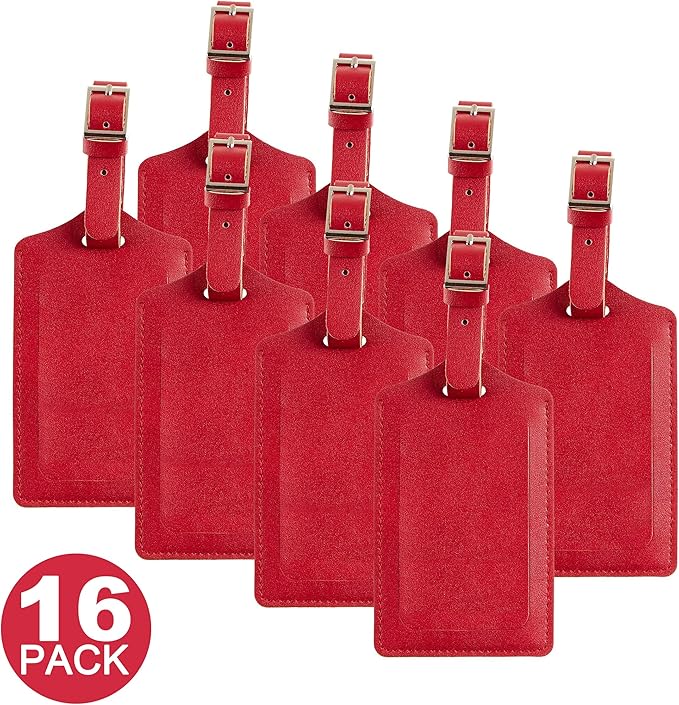 8 Pack Leather Luggage Travel Bag Tags by Travelambo