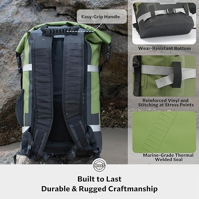 STOVER 5/10/25/30/40/55L Waterproof Backpack- Floating Dry Bag for Kayaking, Travel, Beach, Hiking, & Camping, Men/Women