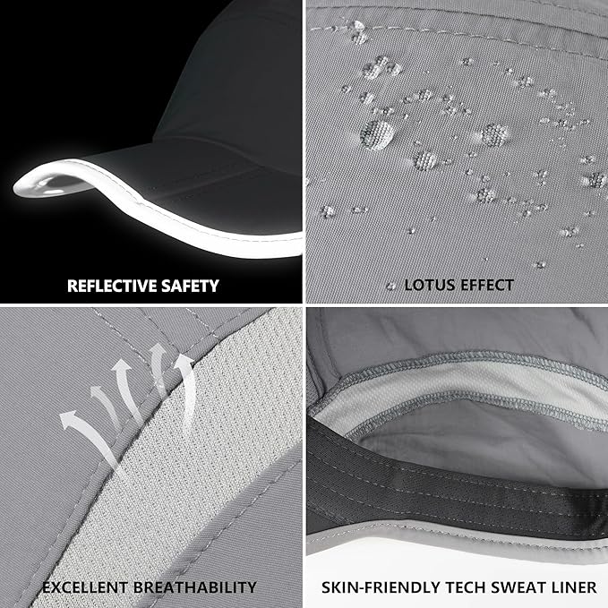GADIEMKENSD Reflective Folding Outdoor Hat Unstructured Design UPF 50+ Sun Protection Sport Hats for Womens and Mens