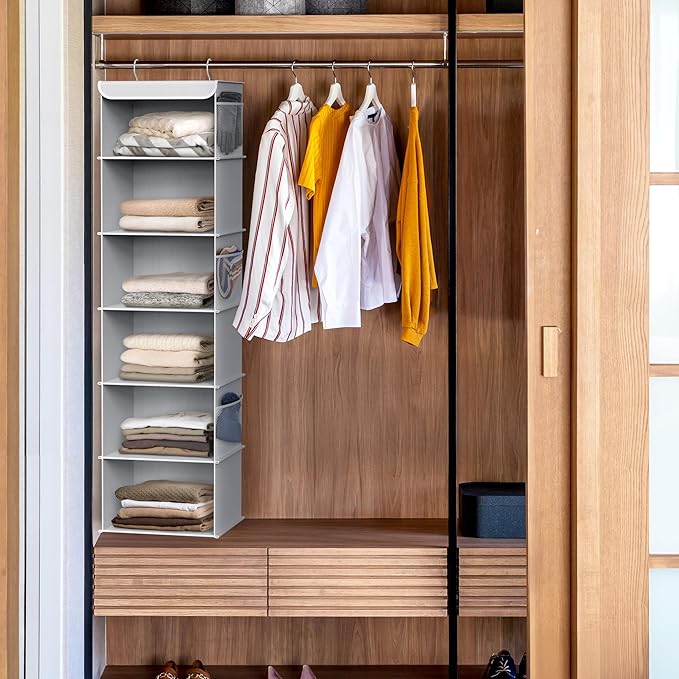 Simple Houseware 6 Shelf Hanging Closet Organizer, Gray