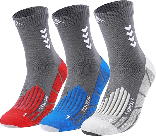 Compression Crew Running Socks: Athletic Socks for Men Women with Cushion,3 Pairs Work Hiking Basketball Sport Socks