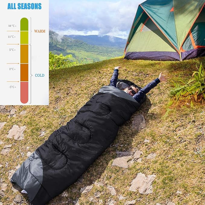 tuphen- Sleeping Bags for Adults Kids Boys Girls Backpacking Hiking Camping Microfiber Liner, Cold Warm Weather 4 Seasons Indoor Outdoor Use, Lightweight & Waterproof