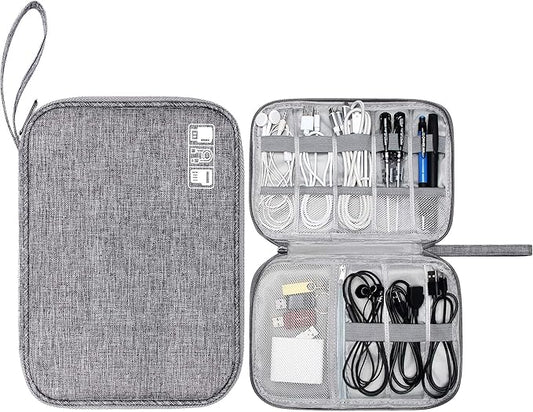 CILLA Travel Cord Organizer Case, Portable Waterproof Storage Bag for Charger, Cord, USB, Power Bank, Earphone, SD Card, Travel Essentials