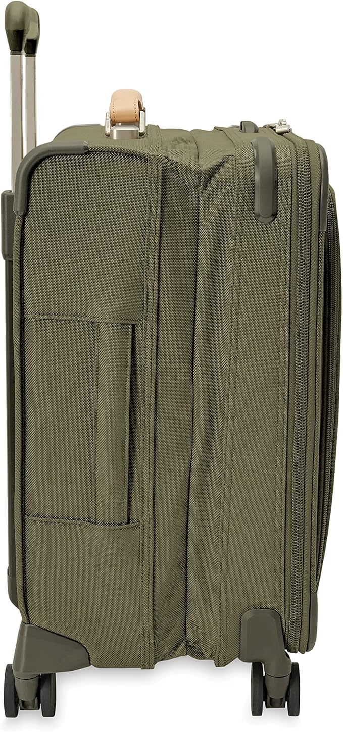 Briggs & Riley 21" Global Carry On Expandable Spinner - Luggage for International Travel, Suitcases with Wheels, Softside Rolling Bag for Men & Women, Self-Repairing Zipper- Baseline Collection, Olive