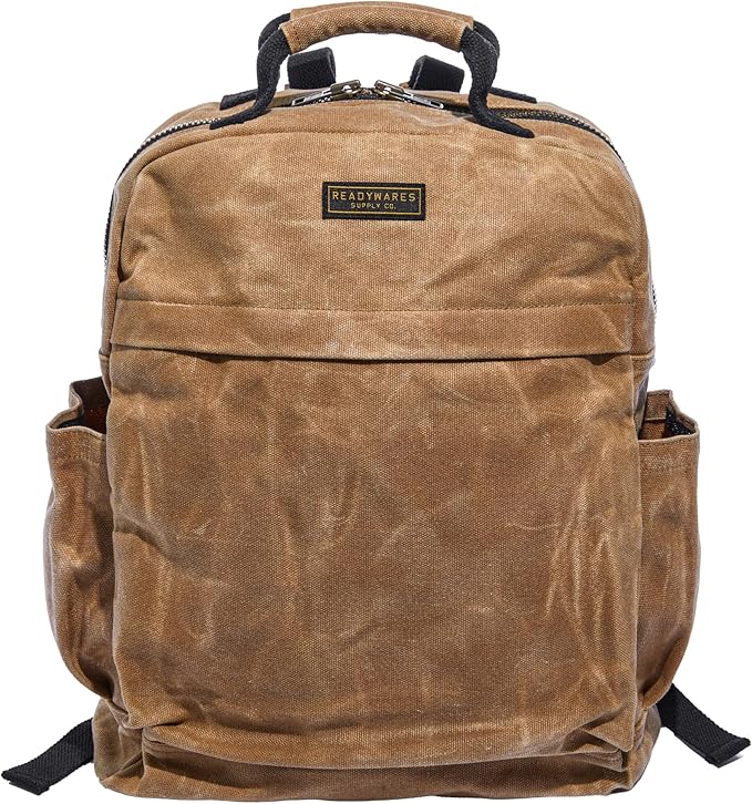 Waxed Canvas Backpack – Durable Rucksack with Laptop Sleeve – Water-Resistant Travel Bag for Work, Commute, School, or Outdoor Use