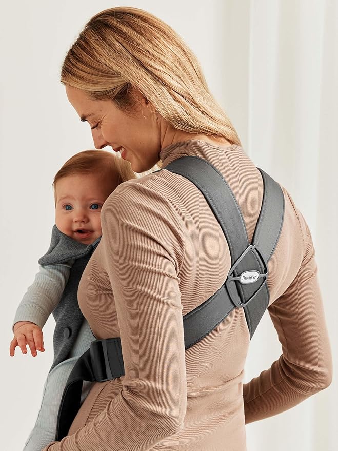 BabyBjörn Baby Carrier Mini, Dark Gray, 3D Jersey Infant Carrier (7-25 lbs), Ergonomic, Easy-to-Use