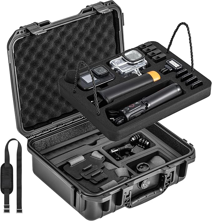 Hard Case Organizer For Gopro Hero 13/12/11/10/9/8 Media Mod/Volta/Protective Housing/Chest Mount Creator Edition/Handler Dual Battery Charger Accessories Waterproof Travel Storage Carrying Case