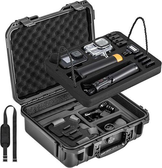 Hard Case Organizer For Gopro Hero 13/12/11/10/9/8 Media Mod/Volta/Protective Housing/Chest Mount Creator Edition/Handler Dual Battery Charger Accessories Waterproof Travel Storage Carrying Case