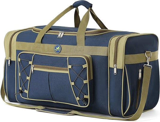 Travel Duffle Bags for Men 26" Weekender Over Night Carry On Bag Lightweight Extra Large Oxford Duffel Gym Sturdy Luggage Water-proof foldable Holdall (Blue)