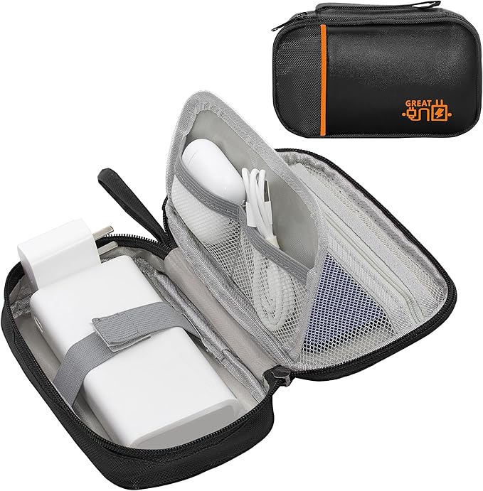 Electronics Organizer,Travel Cord Organizer Pouch, Portable Cable Organizer Bags, Waterproof Electronic Accessories Storage Case for Cables, Cords, Charger, Phone (Single Layer-Small-Black)