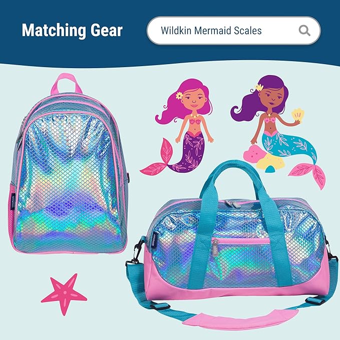 Wildkin Kids Insulated Lunch Box – Durable and Reusable for School & Travel - Mermaid Scales