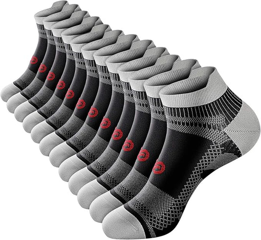 PAPLUS Ankle Compression Sock for Men and Women 2/4/6 Pairs, Low Cut Compression Running Sock with Ankle Support