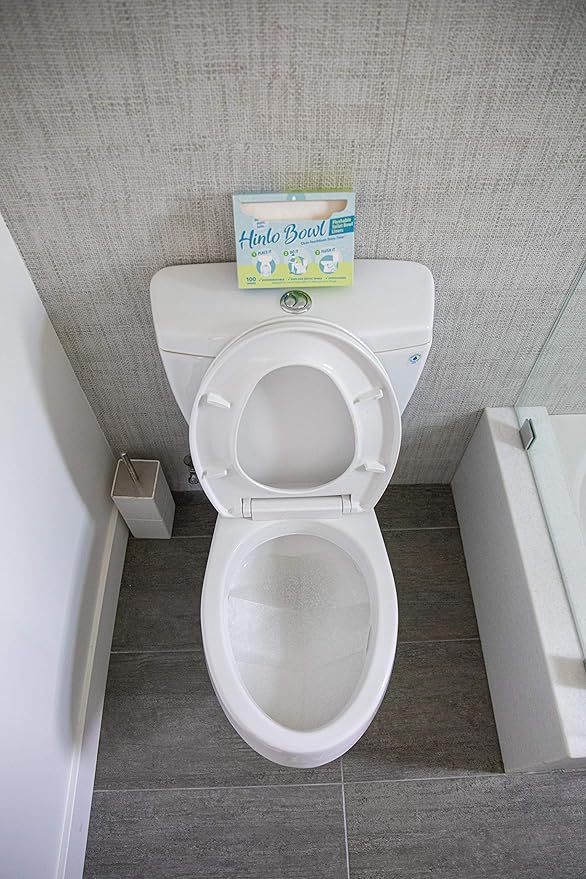 Hinlo Bowl Disposable Toilet Bowl Liners - Hygienic RV Toilet Liners, Bathroom Splash Guard for Toilets Flushable Commodes Liner Septic Safe Disposable Paper Liner Stain Prevention - 100 Pcs