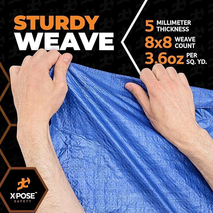 Better Blue Poly Tarp 40' x 40' - Multipurpose Protective Cover - Lightweight, Durable, Waterproof, Weather Proof - 5 Mil Thick Polyethylene - by Xpose Safety