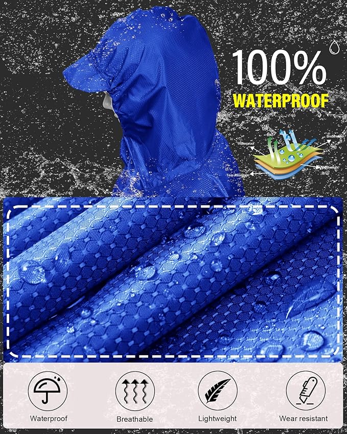 iCreek Hooded Rain Poncho with Pocket Waterproof Lightweight Unisex Raincoat Jacket for Hiking, Camping, Outdoor