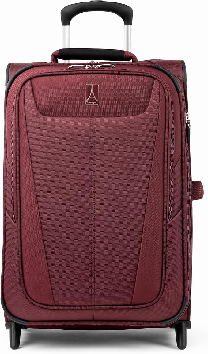 Travelpro Maxlite 5 Softside Expandable Upright 2 Wheel Carry on Luggage, Lightweight Suitcase, Men and Women, Burgundy, Carry On 22-Inch