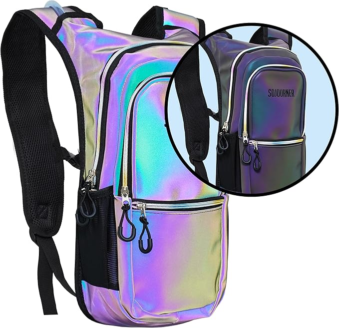 Sojourner Hydration Pack, Hydration Backpack - Water Backpack with 2l Hydration Bladder, Festival Essential - Rave Hydration Pack Hydropack Hydro for Hiking, Running, Biking, Festival Gear