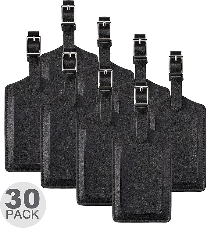 8 Pack Leather Luggage Travel Bag Tags by Travelambo